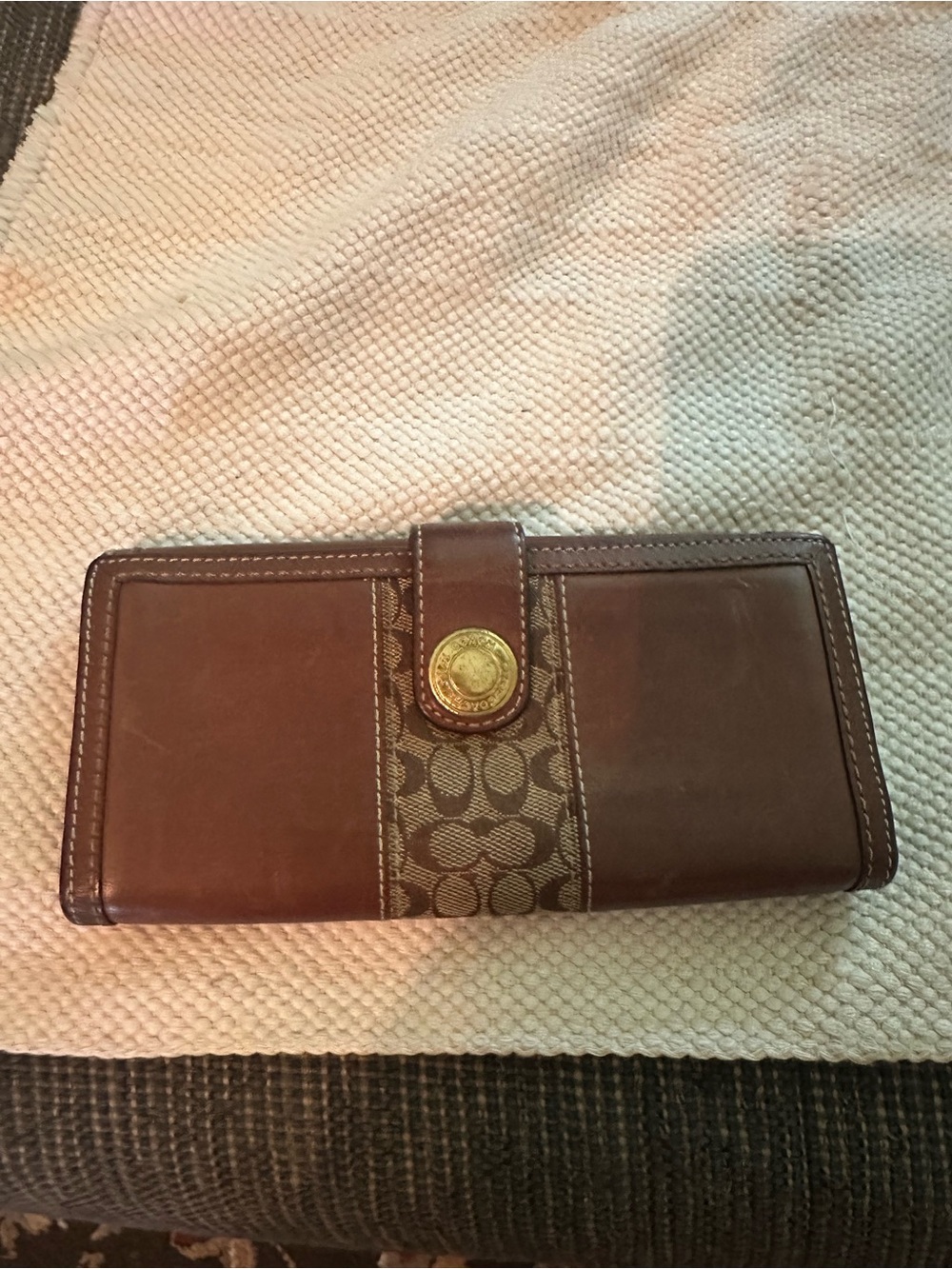 Coach Brown Signature Canvas and Leather Wallet